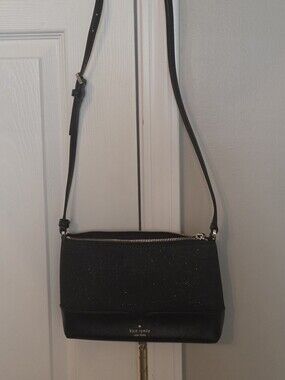 kate spade Black Glitter Crossbody Bag with Gold Hardware